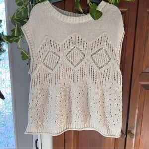 Plus Size Cream Knit Sleeveless Top